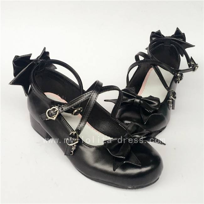 Sweet Cat's Ear Bows Matte Lolita Heels Shoes