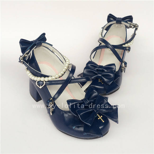 Sweet Bows Cross Straps Lolita Heels Shoes