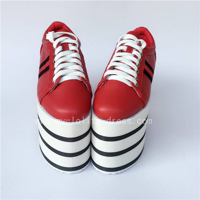 Black with White Lolita High Platform Shoes