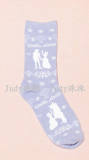 Short Blue Printed Socks with Princess Image