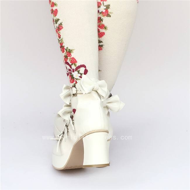 White Cross Straps Bows Lolita Shoes