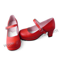 Red PU Single Strap Lolita Shoes