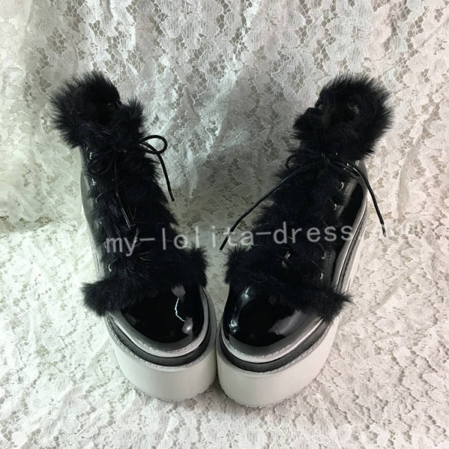 Glossy Black Lolita High Platform with Conny Hair