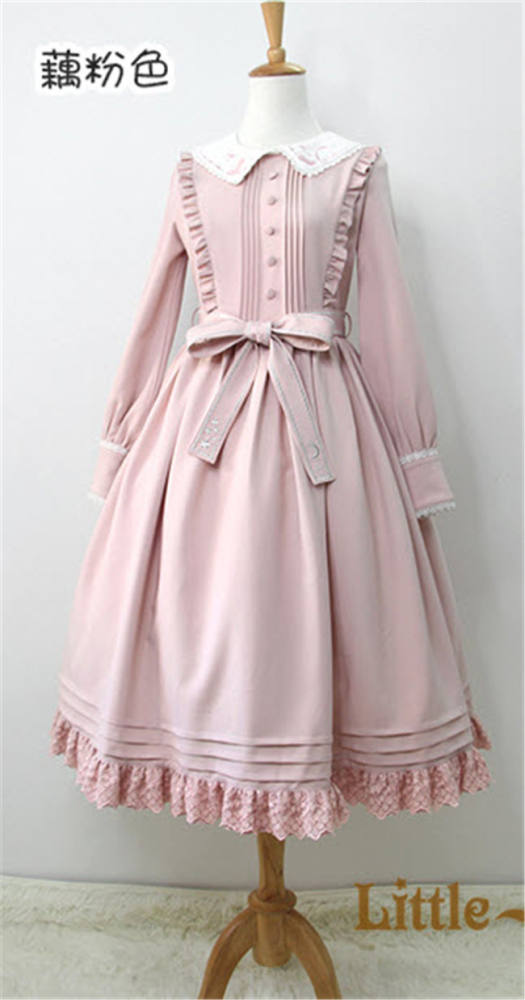 Little Dipper  ~Cat + Moon + Stars~ Embroidery Lolita Long Sleeves OP Dress - In Stock