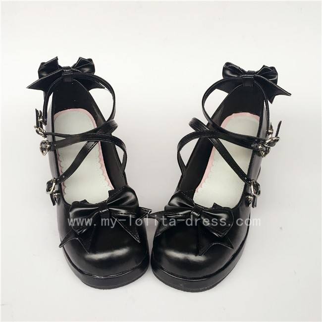 Sweet Cat's Ear Bows Matte Lolita Heels Shoes