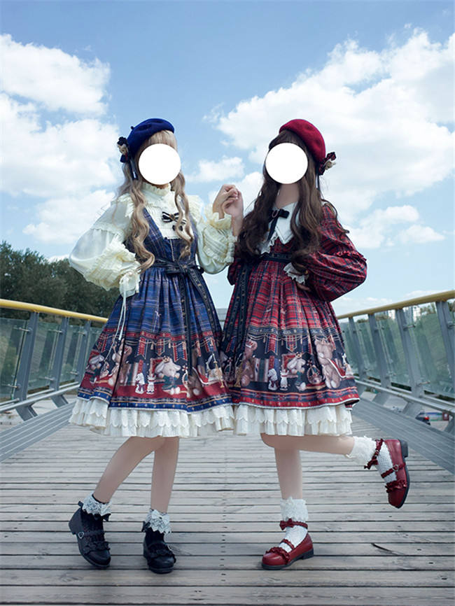 Alice Girl ~Gingham Teddy Lolita JSK -Pre-order