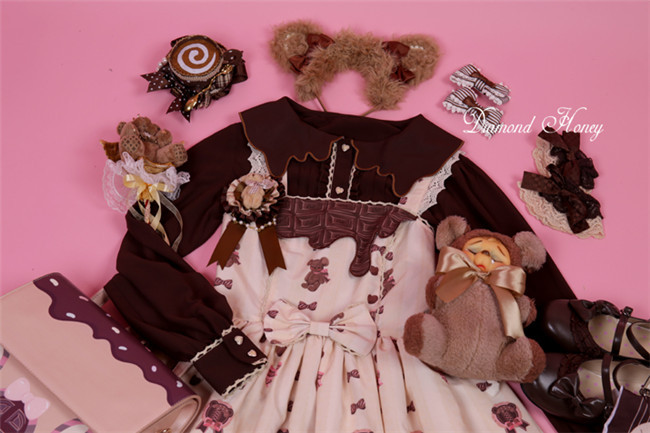 Chocolate Bear- Sweet Lolita Printed JSK Dress$64.99