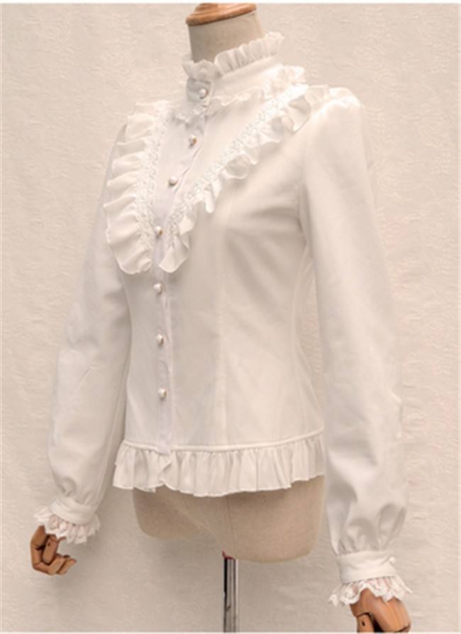 Vintage Thickening Thermal Stand Collar Lolita Blouse