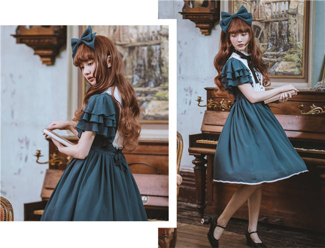 Memory of Floria~ Vintage Lolita OP Short/Long Version-Ready Made
