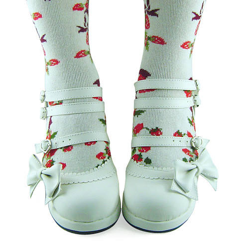 White Side Bow Straps Lolita Shoes