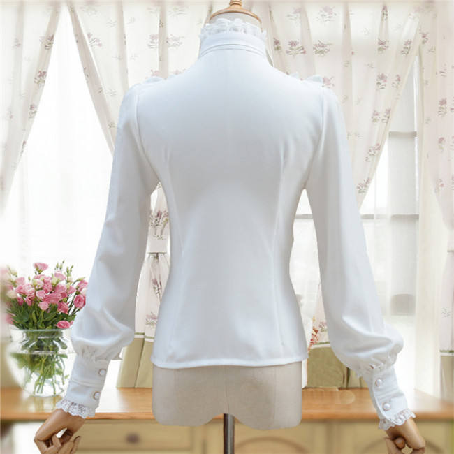 Sweet Chiffon Long Sleeves High Collar Lolita Blouse