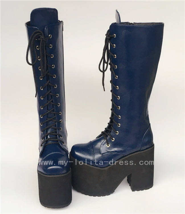 Beautiful White Matte Lace-up Knee Lolita High Boots