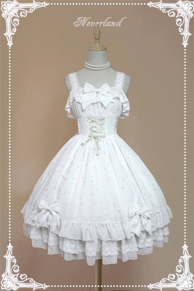 Neverland Lolita -Fly Me to Polaris- Gold Stamping Chiffon Lolita JSK