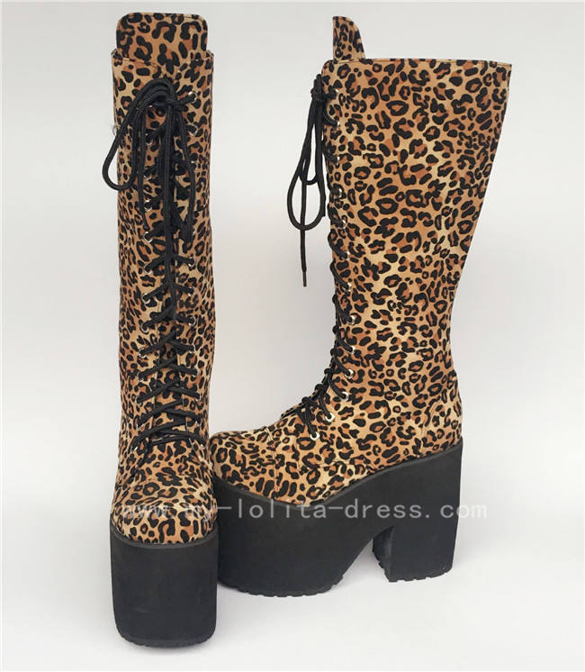 Beautiful White Matte Lace-up Knee Lolita High Boots