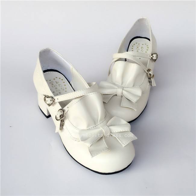 Coffee Crossed Straps Bows Lolita Footwear