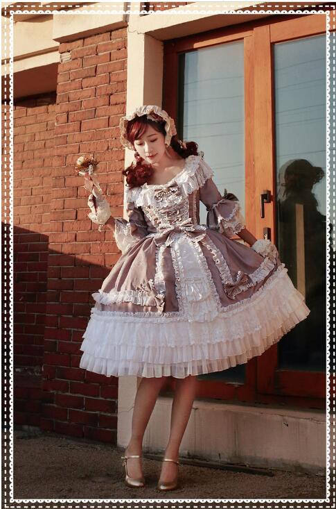 Moira~ Lolita Short Sleeves OP Dress -Sax Size XL In Stock