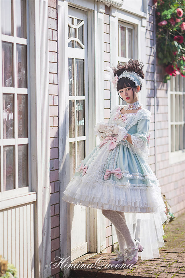 Moira~ Lolita Short Sleeves OP Dress -Sax Size XL In Stock