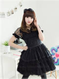 Black Classic Cotton Lolita Dress - Black Size M  In Stock