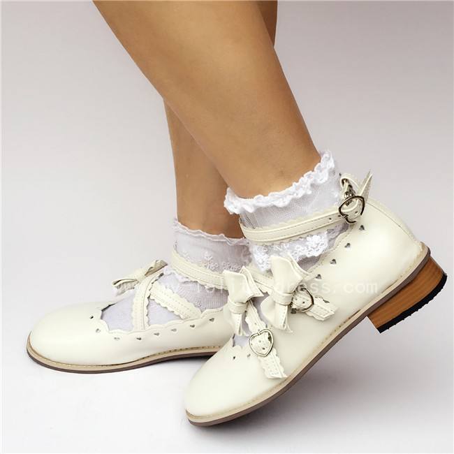 Sweet White Lolita Flats Shoes