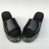 Matte Black High Platform with Rivets Lolita Sandals