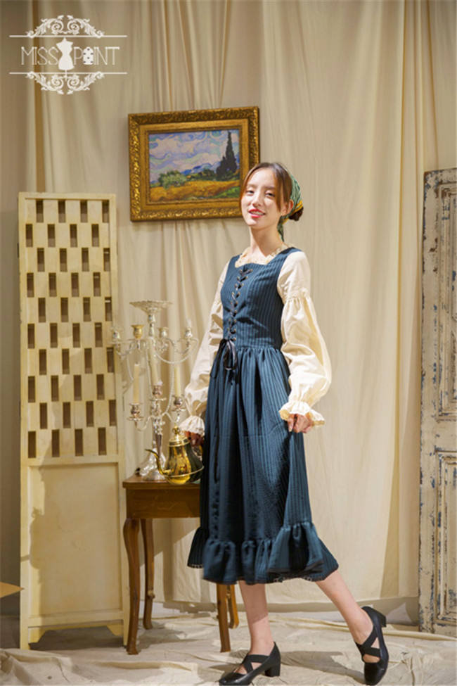 Alpine Maiden~ Vintage Stripe OP Dress -Pre-order