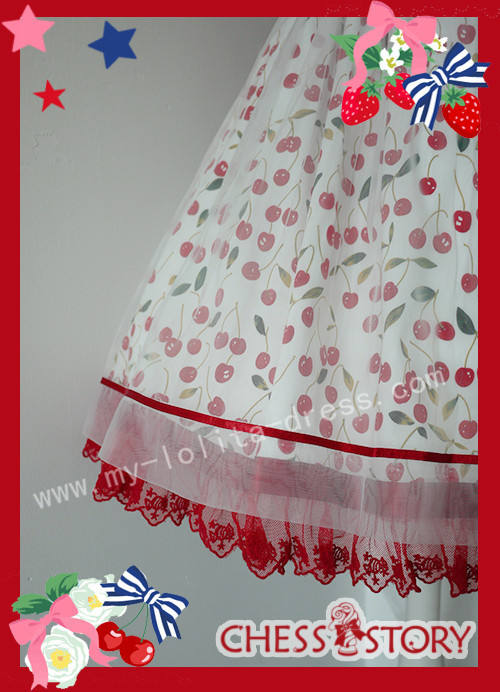 Chess Story Sweet Ice Cherry Lolita JSK and Shirt Set