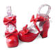 Shiny Red Double Bows Lolita Sandals