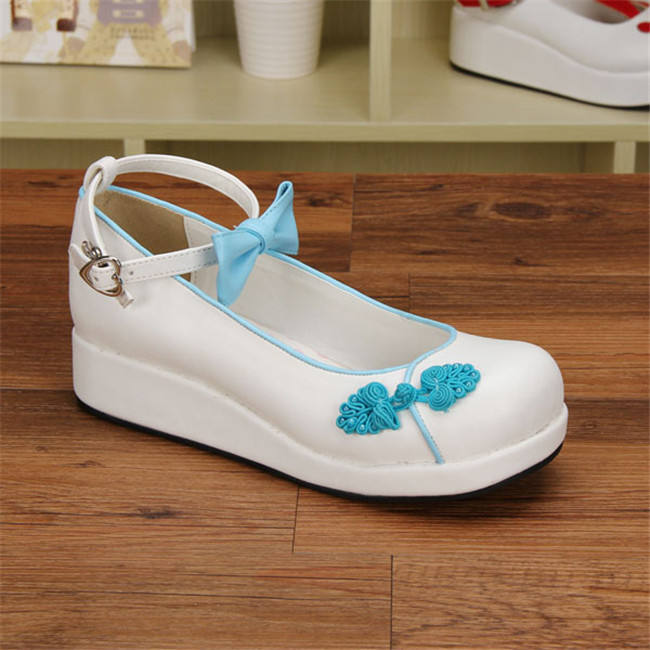 Angelic Imprint- Elegant Bow Embroidery Qi Lolita High Platform Shoes