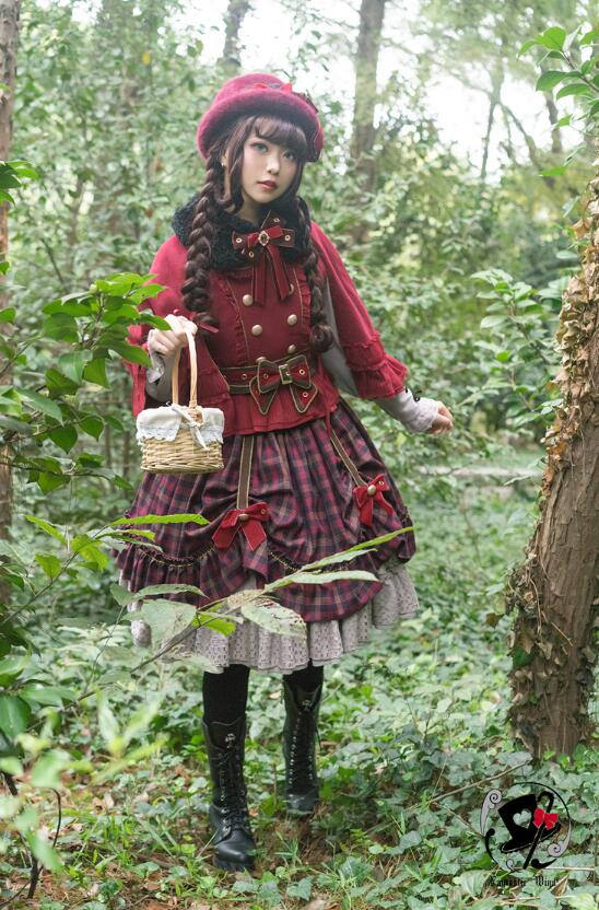 Little Red Riding Hood~ Classic Lolita Fish-bone Skirt + Blouse+Cape-Pre-order Closed