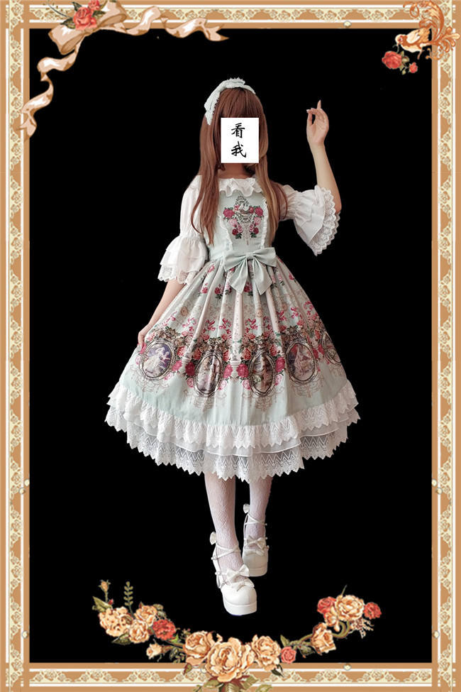Royal Mural~ Sweet Lolita Printed JSK+Headbow-Ready Made