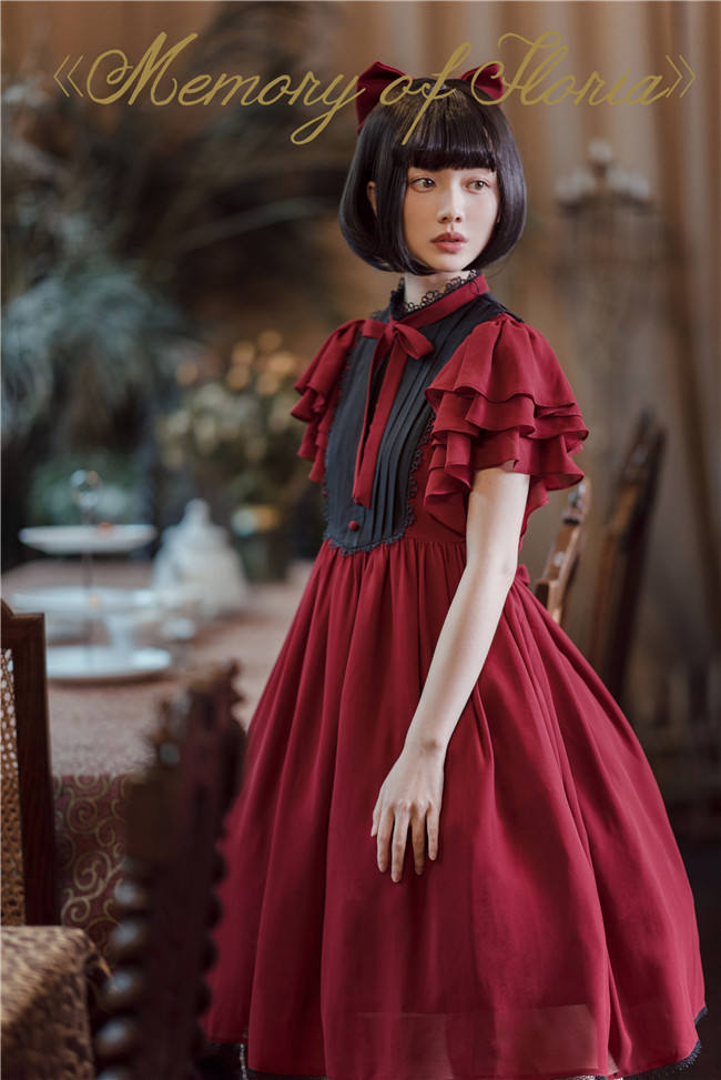 Memory of Floria~ Vintage Lolita OP Short/Long Version-Ready Made