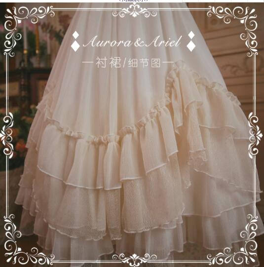 Gold Silk Chiffon Elegant Lolita Skirt/Petticoat 68cm/85cm