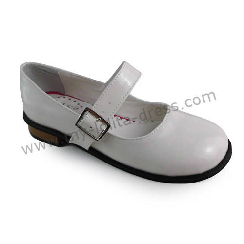 Glossy White Flats Girls Lolita Princess Shoes