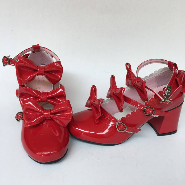 Sweet Pink Lolita Heels Shoes with Bows