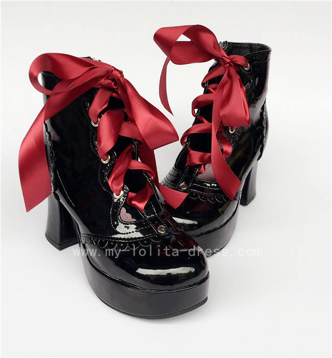 Purple Platform Lolita Shoes White Bow