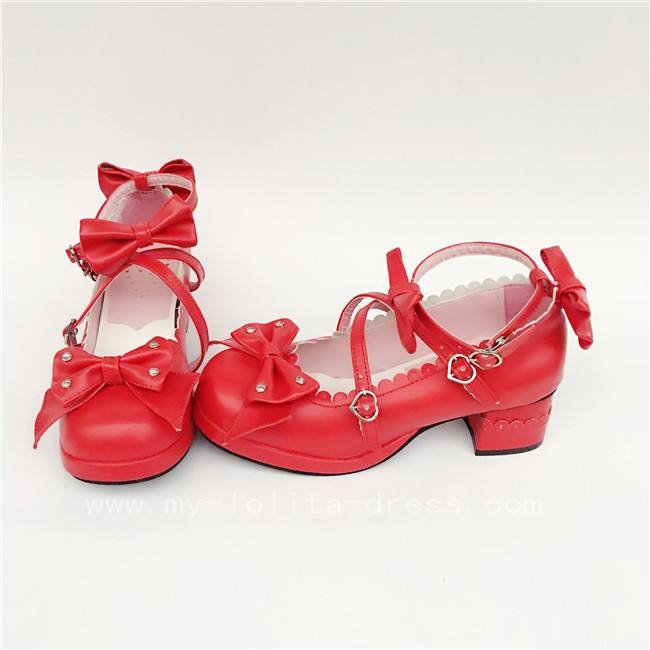 Red Bows Lolita Princess Shoes