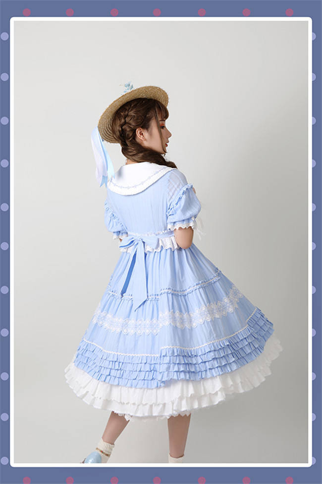 Alice Girl ~Sunflower Classic Lolita Short Sleeves OP - Green Size L - In Stock