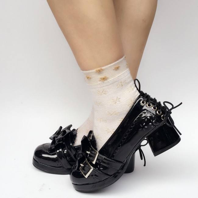 Sweet Coffee Velvet Lolita Heels Shoes