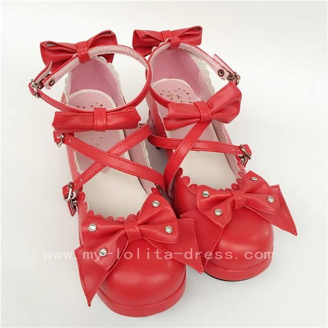 Red Bows Lolita Princess Shoes