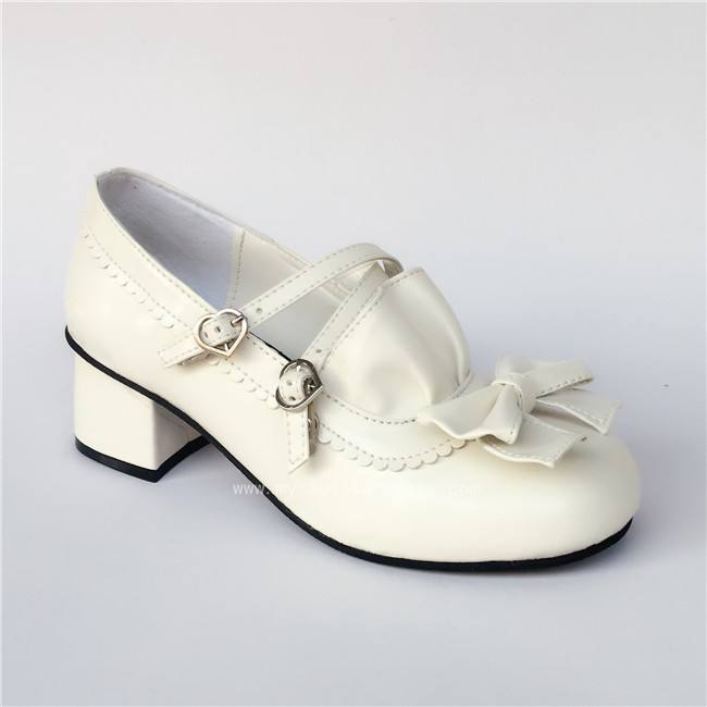 Coffee Crossed Straps Bows Lolita Footwear