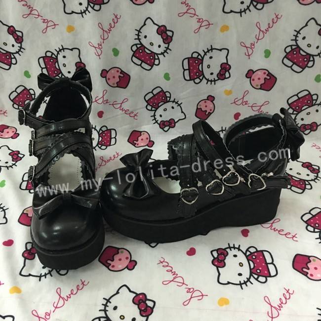 Purple Bow Straps Lolita Platform Shoes