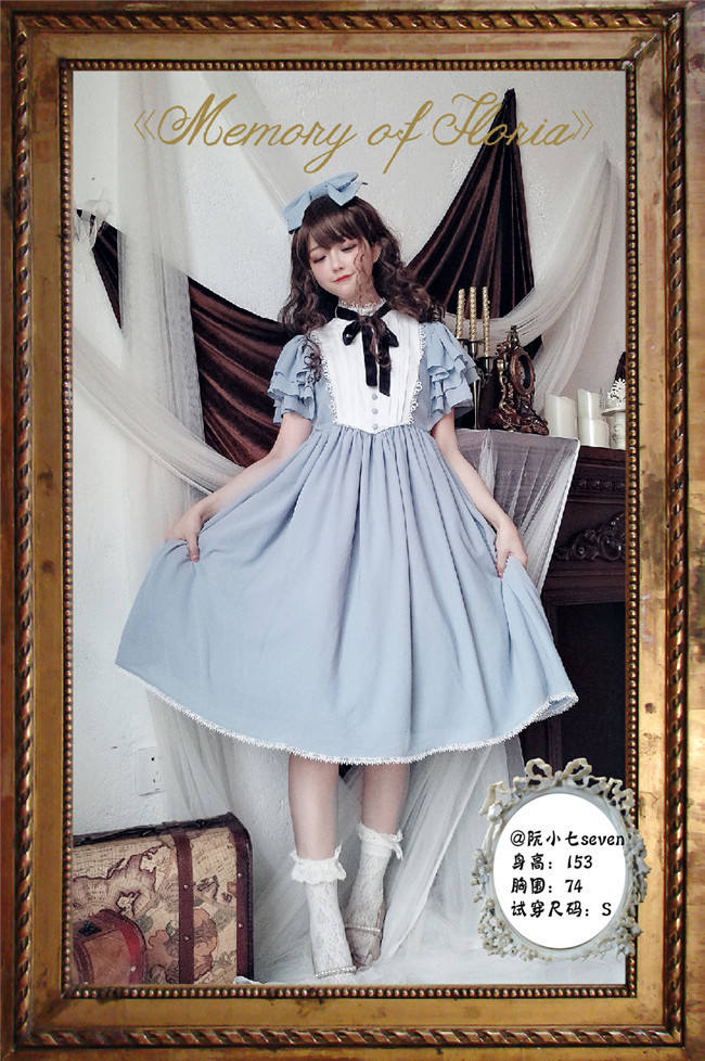 Memory of Floria~ Vintage Lolita OP Short/Long Version-Ready Made
