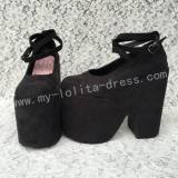 Gothic Black Velvet Lolita Heels High Platform