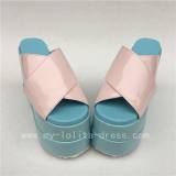 Matte Pink Crossed Belts Lolita Sandals Platform Shoes