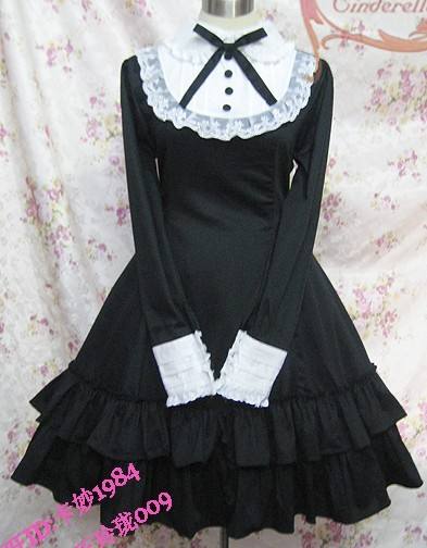 Long Sleeves Bow Cotton Dark Blue S - IN STOCK