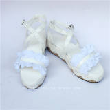 Sweet White Matte Lace  Lolita Flat Shoes