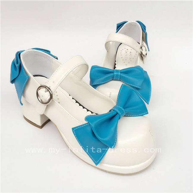White Bow Platform Lolita Shoes