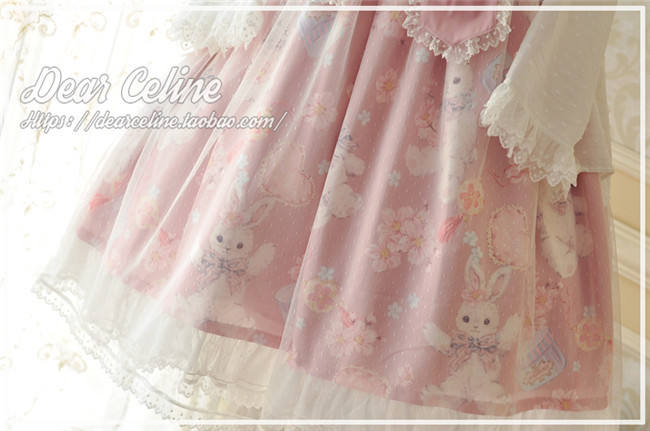 Dear Celine ~Sakura Rabbit~ High Waist Lolita JSK -Ready Made