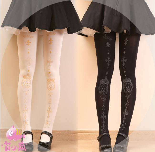 Crown Bear Cross Velvet Tights
