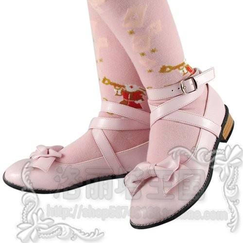 Black/White/Pink/Red Flat Heels Lolita Shoes -Pink Size 38 In Stock